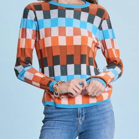 Tyler Boe Cotton Checked Sweater - Picture 1 of 3